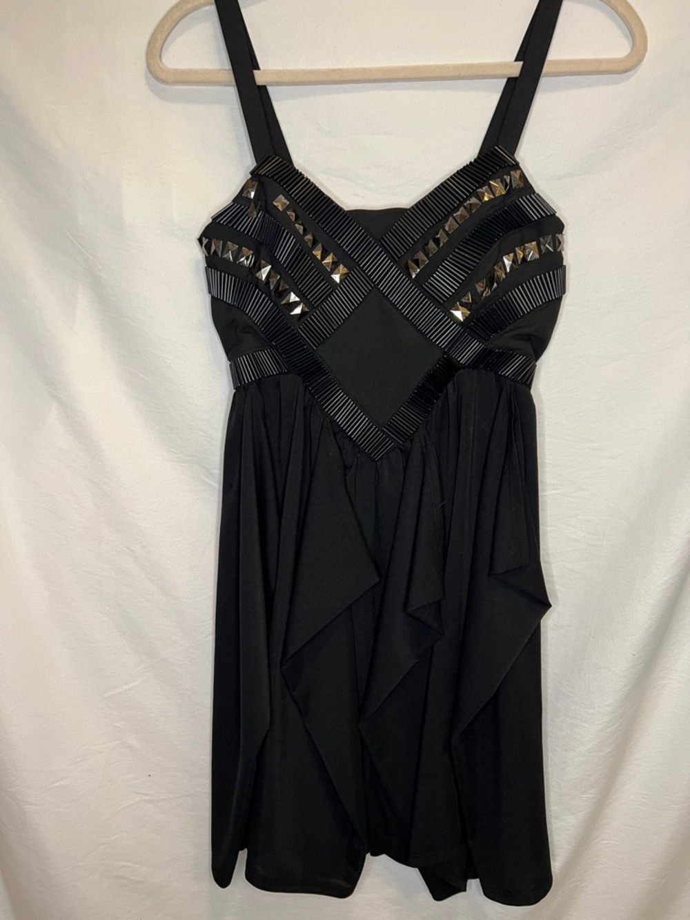 Ladakh Black Stud-Embellished Mini Dress
